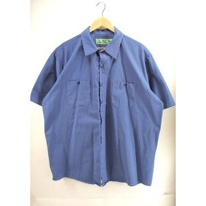 Red Kap Shirt‎ Mens 2XL XXL Blue Button Front Work SS